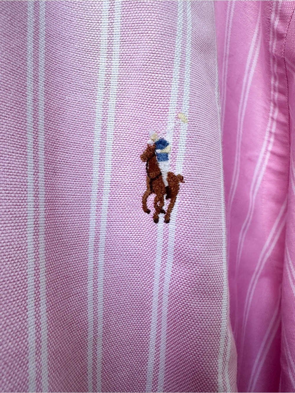 Ralph Lauren Pink White Stripe Oxford Button Down Shirt Pony Logo 3XB Big Cotton - Picture 6 of 11